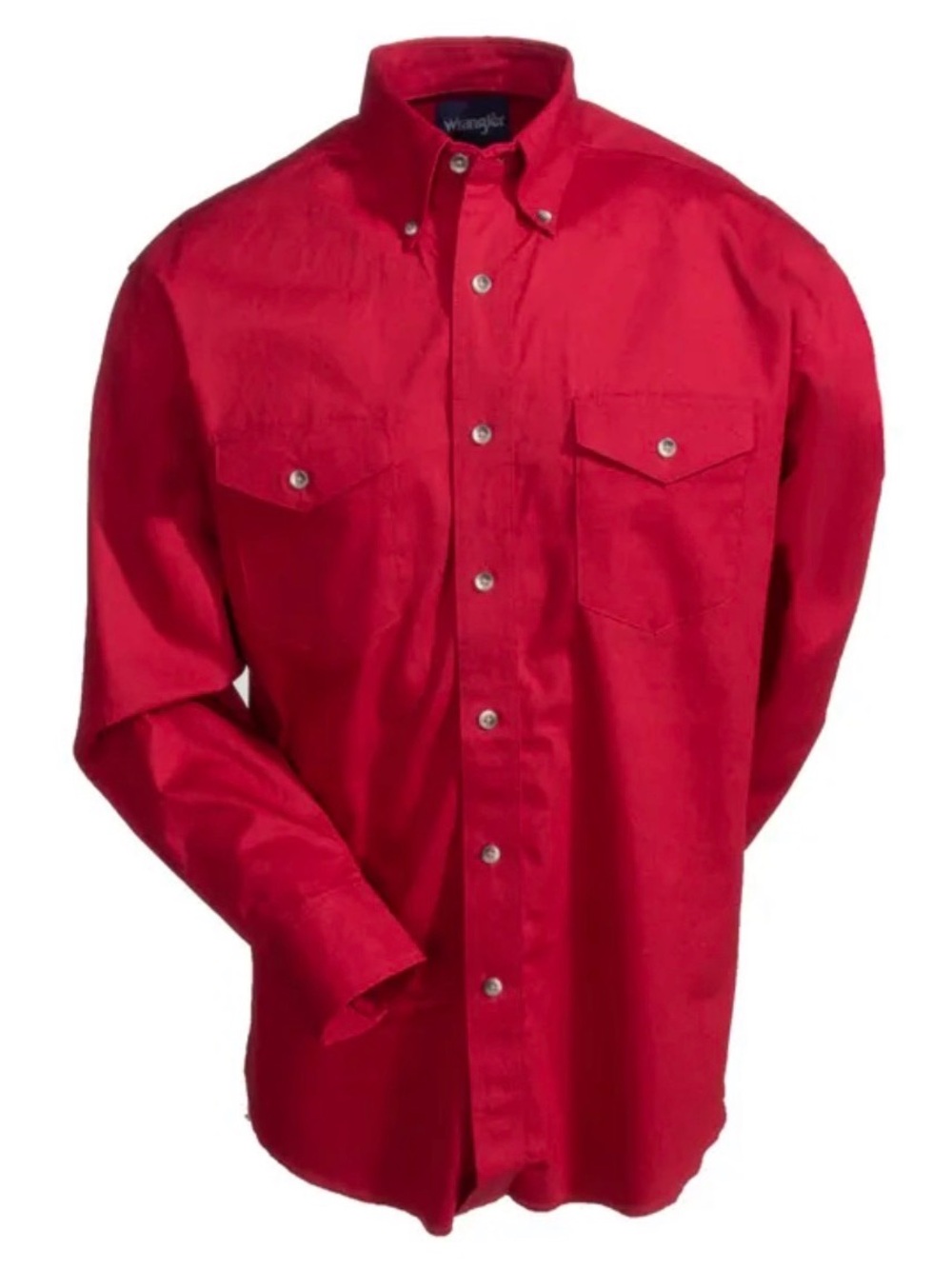 Wrangler Shirts: Men's Red MP3522 R Twill Long Sleeve Western Shirt